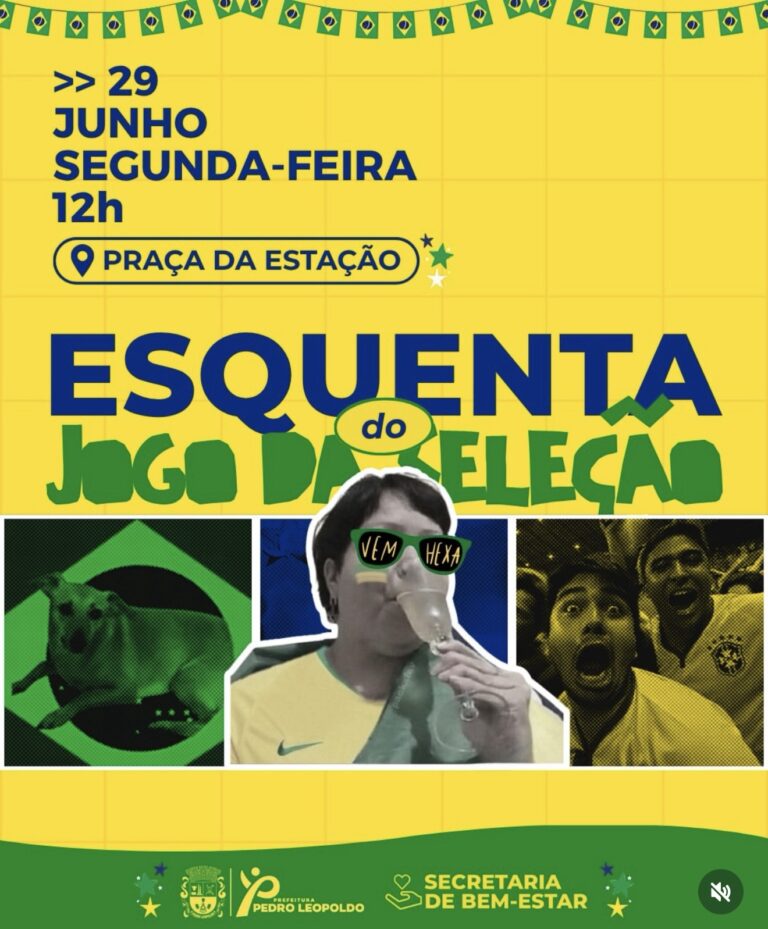 Pedro Leopoldo terá esquenta para o jogo do Brasil nesta segunda-feira